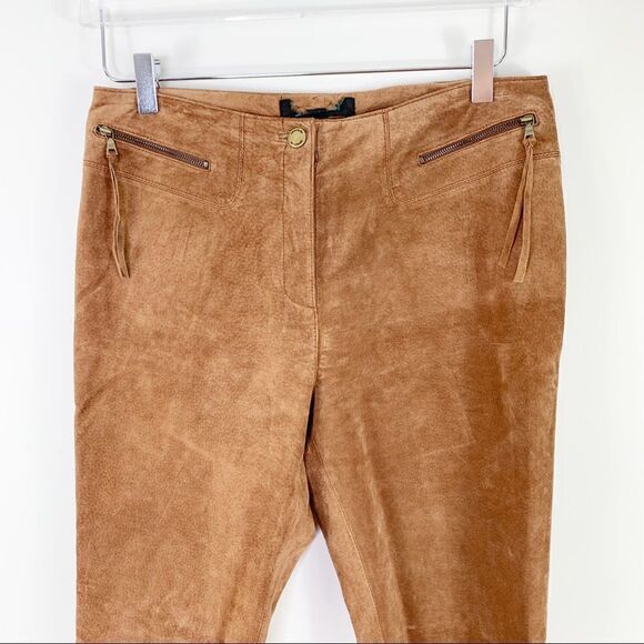 Vintage Siena Studio Brown Washable Suede Leather Pants w/Zip/Tasseled Pockets 8 - Picture 2 of 15